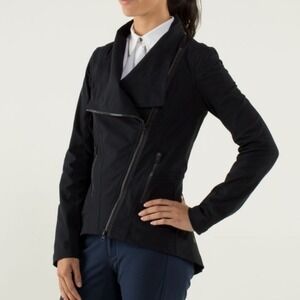 Lululemon Urbanite Moto Asymmetric‎ Blazer Jacket Black Womens Size 4 Y2k Rare